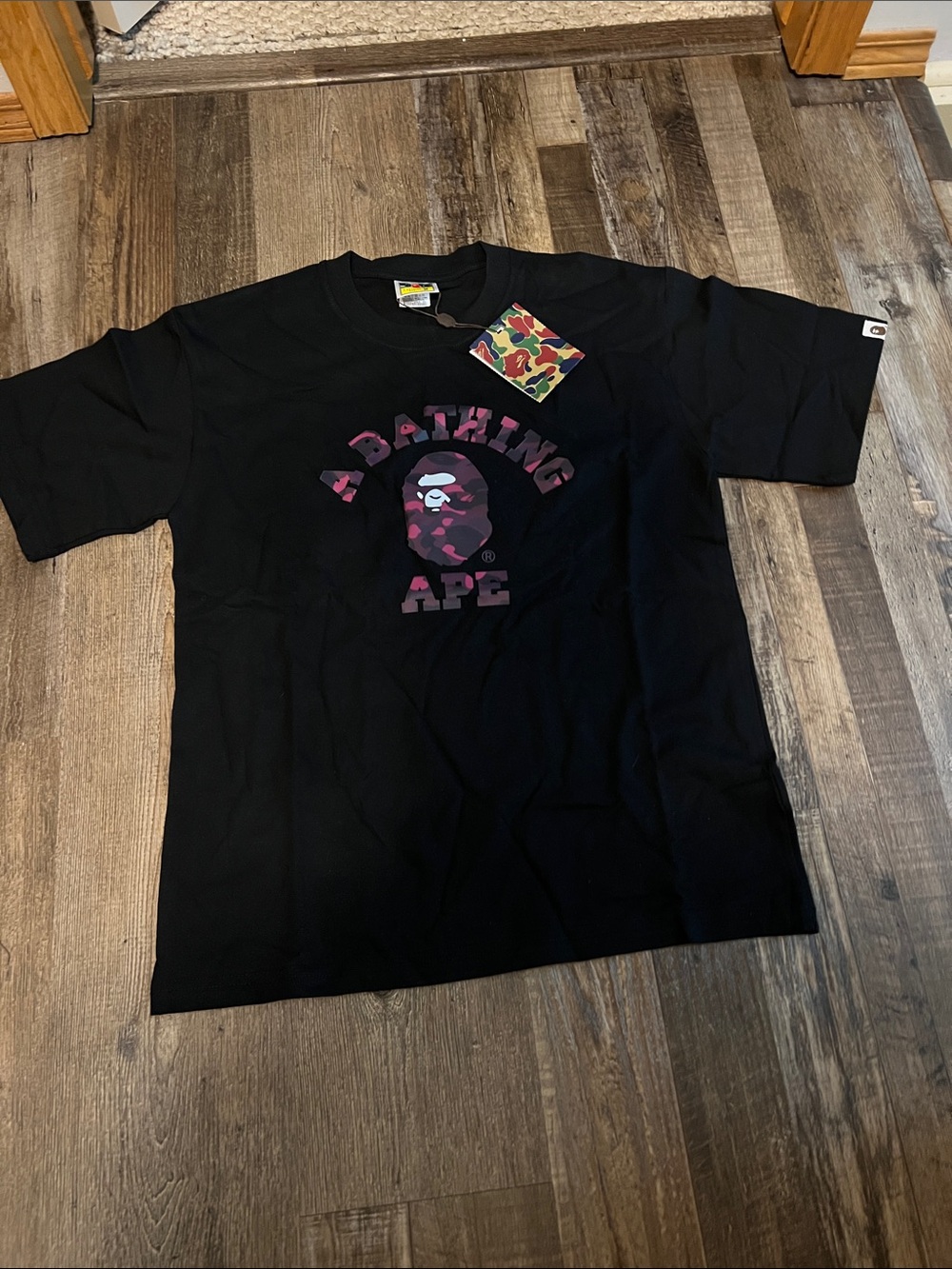 Bape Black T-shirt with Purple Camo Logo